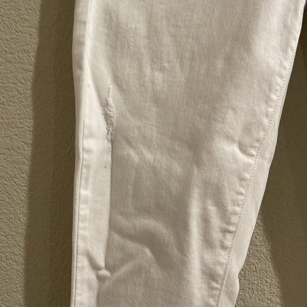 Paige White Distressed Skinny Crop Jeans - Picture 6 of 7